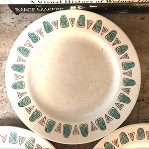 Metlox Navajo Poppytrail 3 Sandwich Plates 2 Bread Plates Teal Tan and Cream